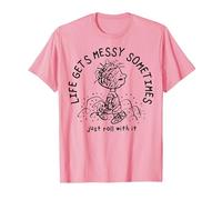 Peanuts - Pigpen Life se Pone desordenado a Veces Simplemente Rueda con él Camiseta, Hombre, Rosado, 3XL