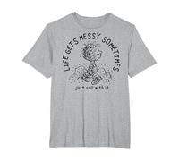 Peanuts - Pigpen Life se Pone desordenado a Veces Simplemente Rueda con él Camiseta, Hombre Tallas Grandes, Gris Jaspeado, 6X Alto