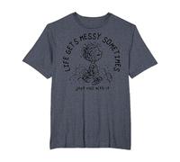 Peanuts - Pigpen Life se Pone desordenado a Veces Simplemente Rueda con él Camiseta, Hombre Tallas Grandes, Azul Jaspeado, 4X Alto