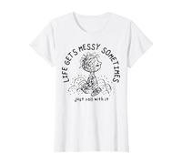 Peanuts - Pigpen Life se Pone desordenado a Veces Simplemente Rueda con él Camiseta, Mujer, Blanco, XS