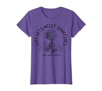 Peanuts - Pigpen Life se Pone desordenado a Veces Simplemente Rueda con él Camiseta, Mujer, Morado Jaspeado, XXL