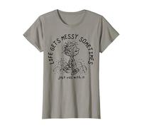 Peanuts - Pigpen Life se Pone desordenado a Veces Simplemente Rueda con él Camiseta, Mujer, Pizarra, XXL