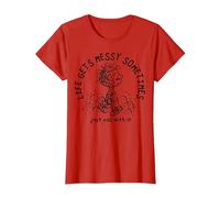 Peanuts - Pigpen Life se Pone desordenado a Veces Simplemente Rueda con él Camiseta, Mujer, Rojo, XS