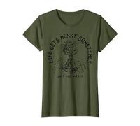 Peanuts - Pigpen Life se Pone desordenado a Veces Simplemente Rueda con él Camiseta, Mujer, Verde Oliva, XXL