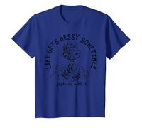 Peanuts - Pigpen Life se Pone desordenado a Veces Simplemente Rueda con él Camiseta, Niños, Azul Real, 10 años
