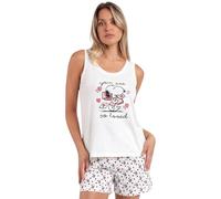 Peanuts Pijama Mujer Verano 100% Algodón - Pijama Sin Mangas In My Heart para Mujer - Pantalón Corto con Cinturilla Ajustable Estampado - Tejido Suave