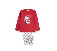 Peanuts Pijama Niña In My Heart de Algodón con Manga Larga Cuello Redondo Pantalón Largo Estampado Detalles Bordados y Diseño de Verano Color Rojo Tal