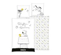 Peanuts Rhythm of Harmony Snoopy Woodstock - Juego de cama (100% algodón, 135 x 200 cm y 80 x 80 cm, todo en uno)