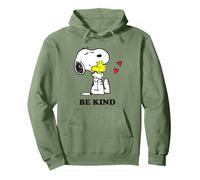 Peanuts Snoopy Abrazando Woodstock Love Hearts Be Kind Sudadera con Capucha, Unisex para Adultos, Verde Salvia, L