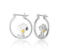 Peanuts Snoopy - arete de aro para mujer, con licencia oficial, plateado con un accesorio Snoopy y Woodstock, Latón, No es una piedra preciosa, Latón, No es una piedra preciosa