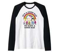 Peanuts Snoopy Charlie Brown Gang Buen Día Amigos Diversión Retro Camiseta Manga Raglan