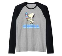Peanuts Snoopy Chill Helado Verano Cool Vibes Retro Camiseta Manga Raglan