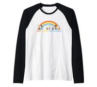 Peanuts Snoopy Gang Happy Vibes le da la bienvenida a Rainbow Friends XOXO Camiseta Manga Raglan