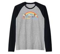 Peanuts Snoopy Gang Happy Vibes le da la Bienvenida a Rainbow Friends XOXO Camiseta Manga Raglan