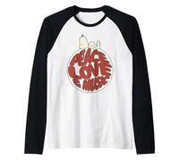 Peanuts Snoopy Groovy Vibes 60 Peace Love Music Fun Vintage Camiseta Manga Raglan