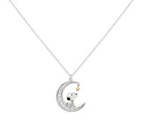 Peanuts Snoopy in Moon Mujer Collar Plateado Metal