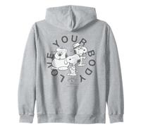 Peanuts Snoopy Love Your Body Envejecimiento Positivo Mente Sana Sudadera con Capucha