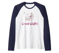 Peanuts Snoopy Moon Sleep Good Night Rest Star Classic Fun Camiseta Manga Raglan
