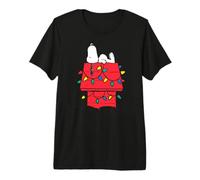 Peanuts Snoopy Navidad Luces de Navidad casa Perro Festivo Retro Camiseta Premium