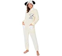 Peanuts Snoopy Pijama Entero Mujer Invierno Polar Suave con Capucha, Onesie de Peluche Adolescente, Mono Pijama Divertido (L, Beige)