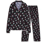 Peanuts Snoopy Pijama Mujer Invierno Manga Larga Suave Pijama con Botones Conjunto 2 Piezas Mujer Regalos Originales (L, Negro)
