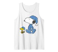 Peanuts - Snoopy Sombrero de Dormir Buenas Noches Camiseta sin Mangas, Hombre, Blanco, L
