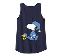 Peanuts - Snoopy Sombrero de Dormir Buenas Noches Camiseta sin Mangas, Mujer, Azul Marino, XL