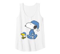 Peanuts - Snoopy Sombrero de Dormir Buenas Noches Camiseta sin Mangas, Mujer, Blanco, L