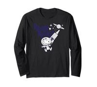 Peanuts Snoopy Space Man Rocket Ship Explorar Planetas Clásico Manga Larga