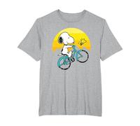 Peanuts - Snoopy Spring en Bicicleta Camiseta, Hombre Tallas Grandes, Gris Jaspeado, 3X Alto