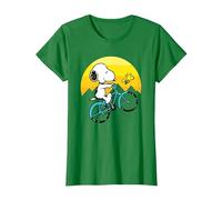 Peanuts - Snoopy Spring en Bicicleta Camiseta, Mujer, Verde Kelly, 3XL