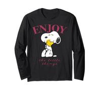 Peanuts Snoopy Woodstock Disfruta de Buenos Amigos Abrazos Divertido clásico Manga Larga