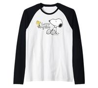 Peanuts Snoopy Woodstock Love Life Good Friends Fun Classic Camiseta Manga Raglan