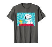 Peanuts Snoopy Woodstock Sentado en la Perrera geométrica Camiseta, Hombre, Asfalto, 3XL
