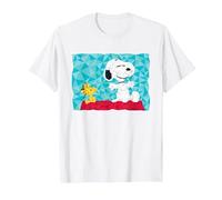 Peanuts Snoopy Woodstock Sentado en la Perrera geométrica Camiseta, Hombre, Blanco, 3XL