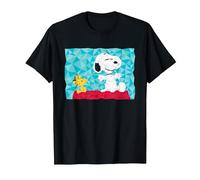 Peanuts Snoopy Woodstock Sentado en la Perrera geométrica Camiseta, Hombre, Negro, 4XL