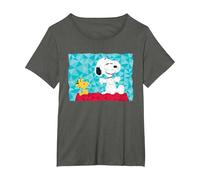 Peanuts Snoopy Woodstock Sentado en la Perrera geométrica Camiseta, Mujer Tallas Grandes, Asfalto, 6XL Grande