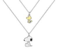 Peanuts Snoopy & Woodstock (Set de 2) Unisex Collar Plateado Metal