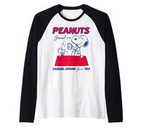 Peanuts Snoopy Woodstock Social 50s Pasar el rato Vintage Friends Camiseta Manga Raglan