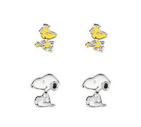 Peanuts snoopy & woodstock unisex set de pendientes blanco/amarillo me