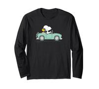 Peanuts - Snoopy Woodstock Viaje en Coche Manga Larga, Unisex para Adultos, Negro, S