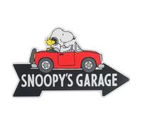 Peanuts Snoopy's Garage Arrow Metal Sign - Fun Peanuts Wall Decor for Garage, Shop or Kids' Bedroom
