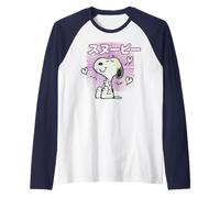 Peanuts Tokyo Snoopy Love Hearts Vintage Japón BFF VHS Kanji Camiseta Manga Raglan