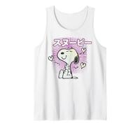 Peanuts Tokyo Snoopy Love Hearts Vintage Japón BFF VHS Kanji Camiseta sin Mangas