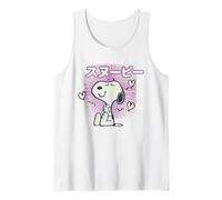 Peanuts Tokyo Snoopy Love Hearts Vintage Japón VHS BFF Kanji Camiseta sin Mangas