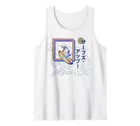 Peanuts Tokyo Snoopy Surfs Up Japón Vintage Kanji Glitch VHS Camiseta sin Mangas