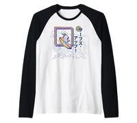 Peanuts Tokyo Snoopy Surfs Up Japón Vintage Kanji VHS Glitch Camiseta Manga Raglan