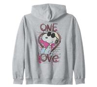 Peanuts Vintage Snoopy Joe Cool One Love Glitch San Valentín Sudadera con Capucha