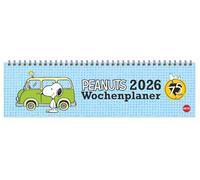 Peanuts Wochenquerplaner 2026: Kultiger Tischkalender für den Arbeitsplatz. Spiral-Kalender mit Snoopy, Charlie Brown und Co. Wochenplaner 2026 quer.