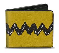 Peanuts Worldwide LLC - Cartera plegable, Peanuts Charlie Brown, rayas en zigzag amarillo y negro, cuero vegano, amarillo, 4 x 3.5 pulgadas, casual